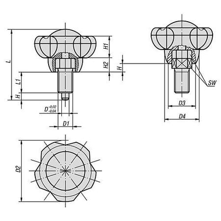 Kipp Indexing Plungers lock and clamp, inch K0245.1308